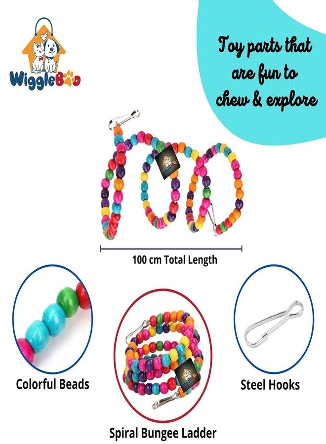 WiggleBoo لعبة ويغل بو الحلزونية المطاطية للطيور | لعبة قفص معلقة | للتمرين والتسلق والتأرجح والهز والمضغ | 100 سم - Image 3